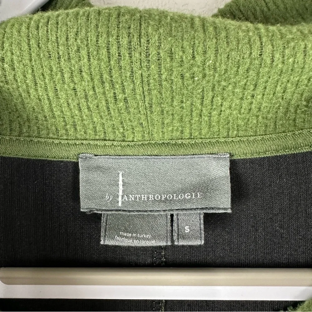 Anthropologie Green Theresa Mock Neck 3/4 Sleeves Tunic Top Sweater Size Small
